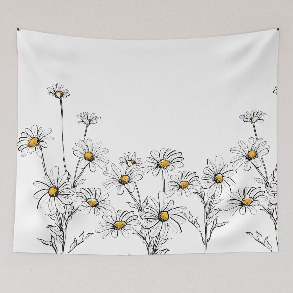 Item preview, White Daisies flowers, Seamless hand drawn pattern with white daisies and green foliage on white background.  designed and sold by mashmosh.