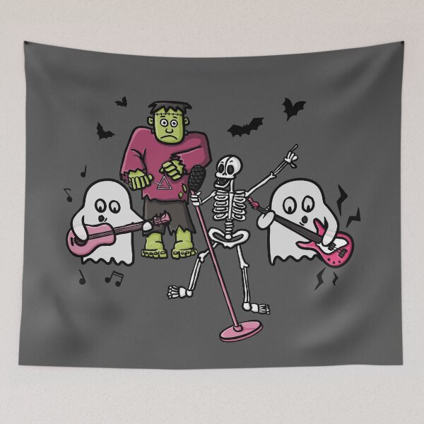 Item preview, Halloween Band, Skeleton, Frankenstein, Ghosts, Music Cute Funny Digital Illustration designed and sold by AlmightyClaire.