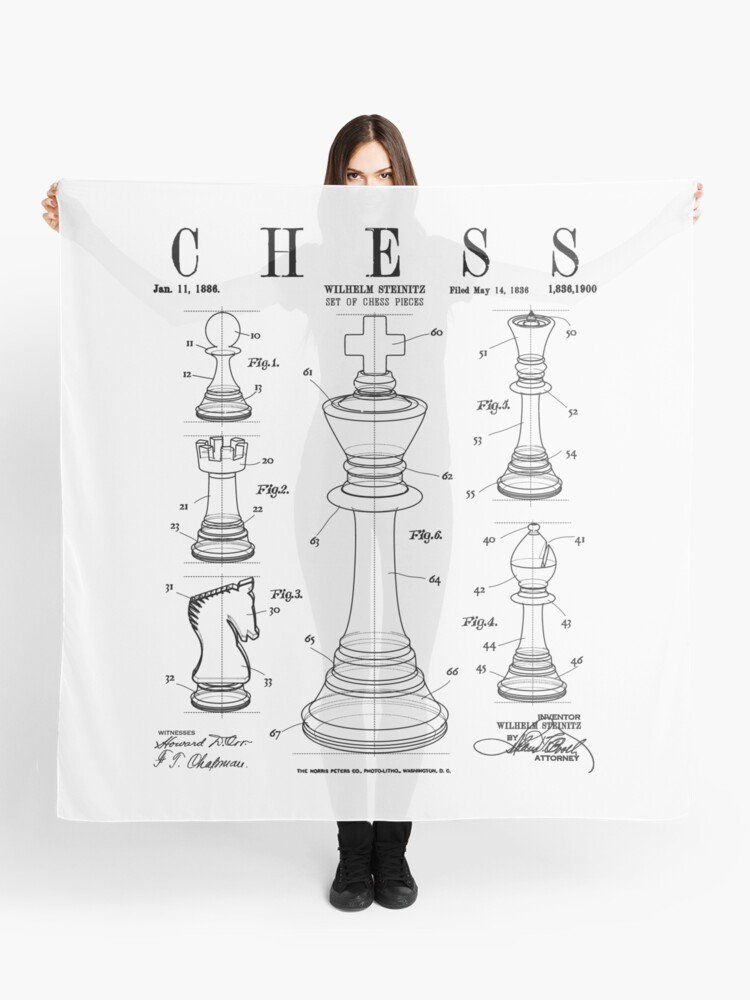 Chess King And Pieces Old Vintage Patent Drawing Print Poster