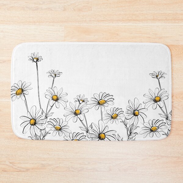 Item preview, White Daisies flowers, Seamless hand drawn pattern with white daisies and green foliage on white background.  designed and sold by mashmosh.