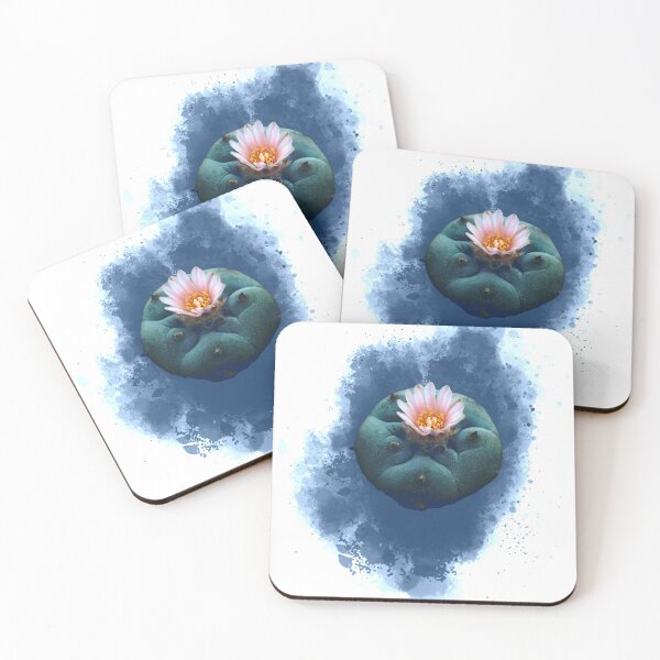 Item preview, Peyote Cacti With Blue Background Ink Splash (White Background) designed and sold by Fruitsome.
