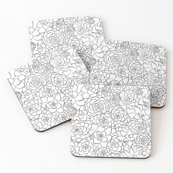 Artikelvorschau, Echeveria Succulents Line Art Pattern entworfen und verkauft von marta-maria.
