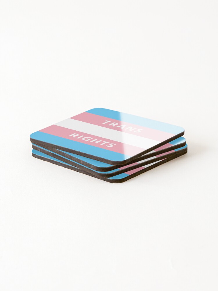 Thumbnail 4 of 5, Coasters (Set of 4), Trans Rights Flag designed and sold by Probing.
