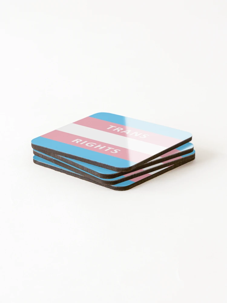 Thumbnail 4 of 5, Coasters (Set of 4), Trans Rights Flag designed and sold by Probing.