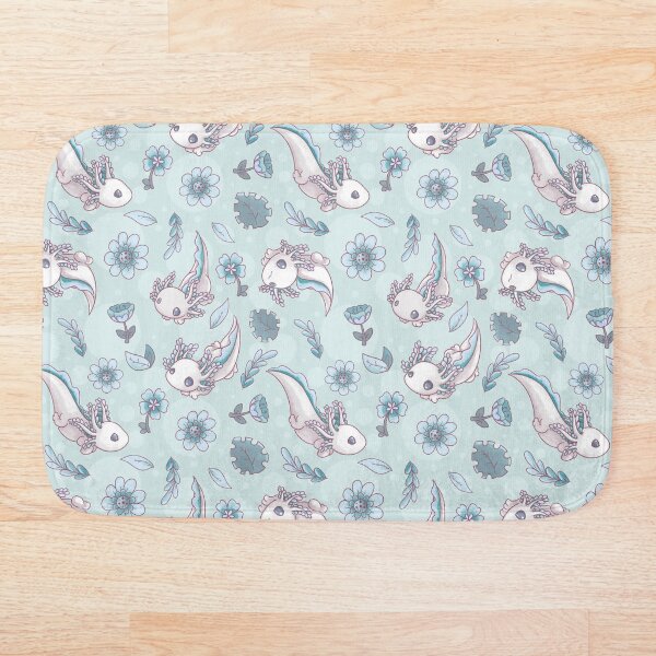 Floral Speckled Axolotl Pattern - Spring Edition Bath Mat