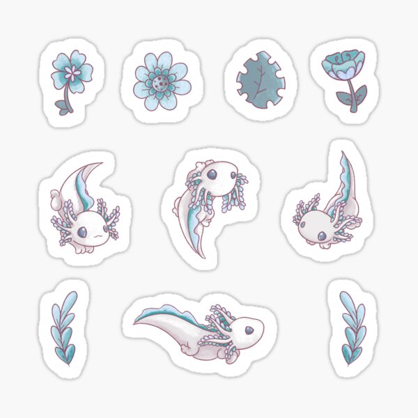 Floral Speckled Axolotl Pattern - Spring Edition Sticker