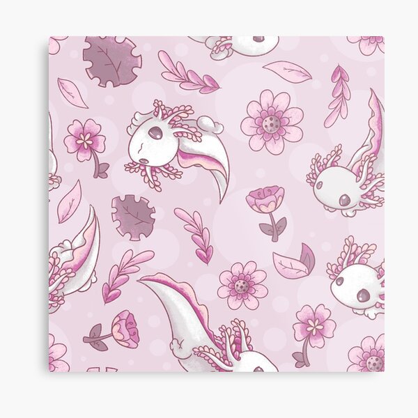 Floral Speckled Axolotl Pattern - Summer Edition Metal Print