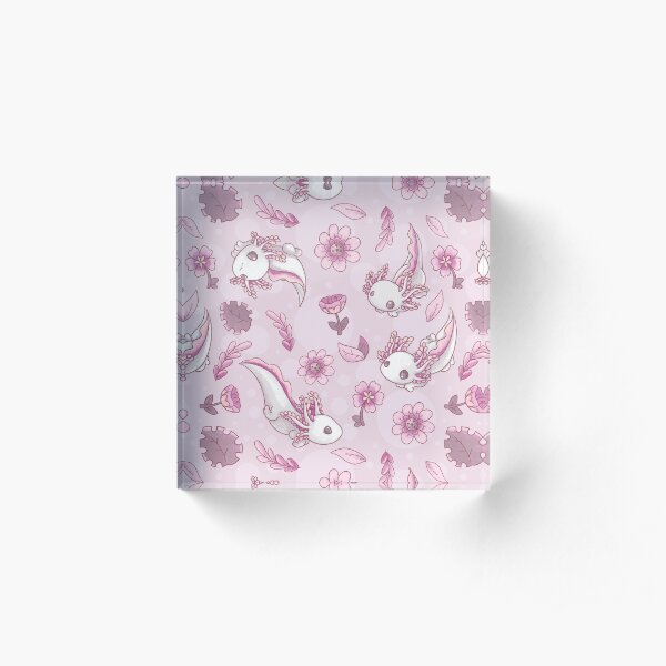 Floral Speckled Axolotl Pattern - Summer Edition Acrylic Block