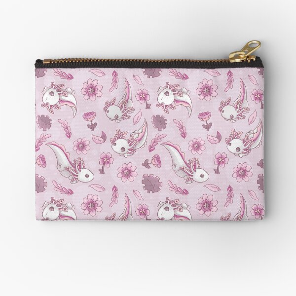 Floral Speckled Axolotl Pattern - Summer Edition Zipper Pouch