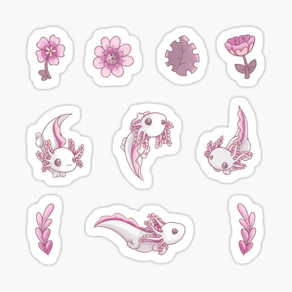 Floral Speckled Axolotl Pattern - Summer Edition Sticker