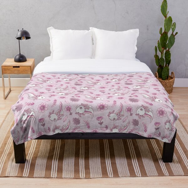 Floral Speckled Axolotl Pattern - Summer Edition Throw Blanket