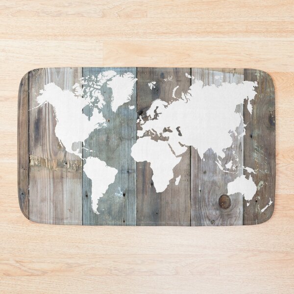 Item preview, Rustic Brown Grey Barnwood Travel Vintage World Map designed and sold by IamTrending.