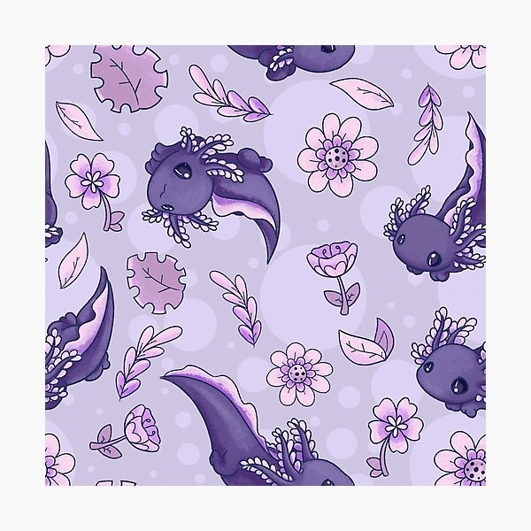 Floral Speckled Axolotl Pattern - Winter Edition Photographic Print