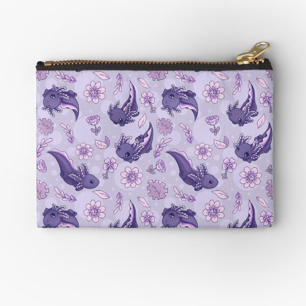 Floral Speckled Axolotl Pattern - Winter Edition Zipper Pouch