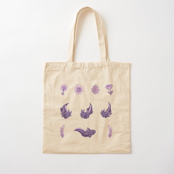 Floral Speckled Axolotl Pattern - Winter Edition Cotton Tote Bag