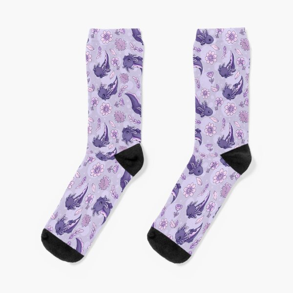 Floral Speckled Axolotl Pattern - Winter Edition Socks