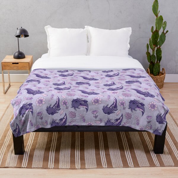 Floral Speckled Axolotl Pattern - Winter Edition Throw Blanket