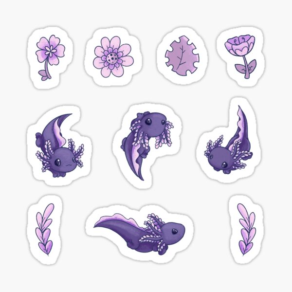 Floral Speckled Axolotl Pattern - Winter Edition Sticker