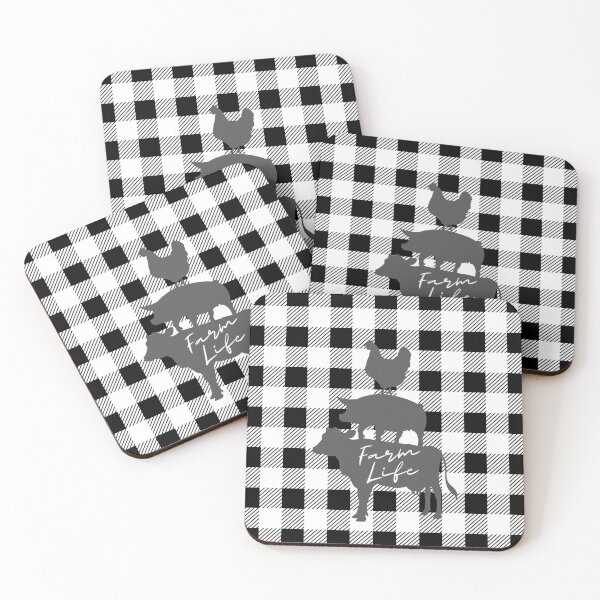 Item preview, Black and White Buffalo Plaid Farm Animals Farmhouse  designed and sold by IamTrending.