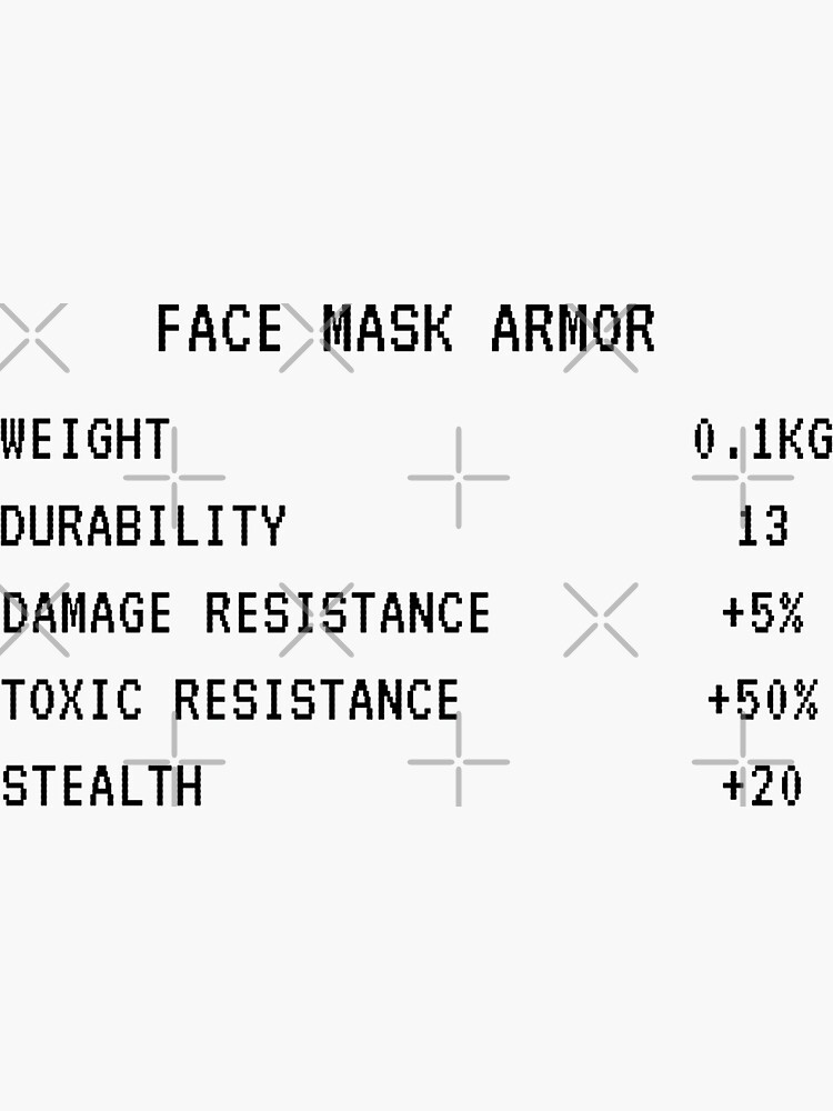 "Face Mask Armor Video Game RPG Stats" Sticker for Sale by RareLoot19