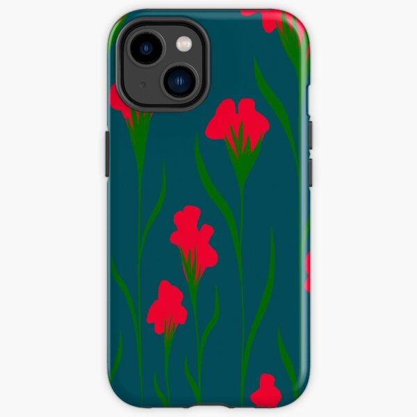 Dibujo de flores de pétalos rojos Funda resistente para iPhone