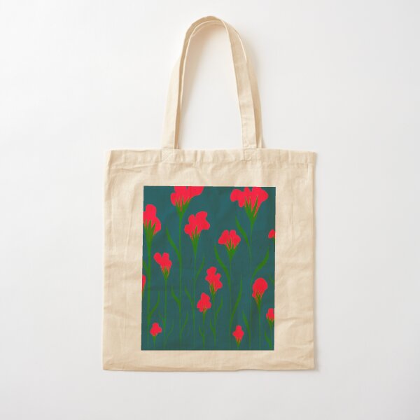 Dibujo de flores de pétalos rojos Bolsa de algodón