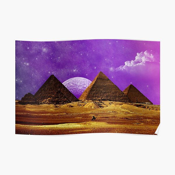 Egyptian Pyramids UFO Landscape Large Poster Art Print in multiple sizes