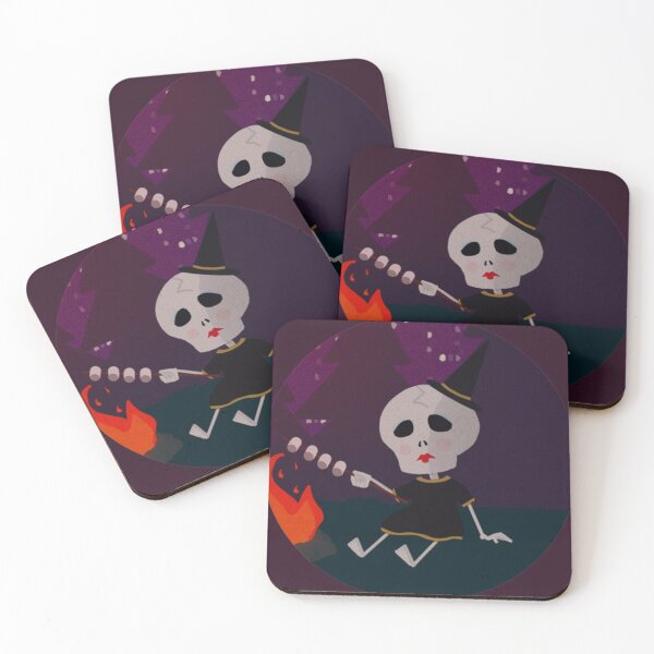 Item preview, Cute spooky Skeleton as a witch next to campfire designed and sold by BlodigVarg.