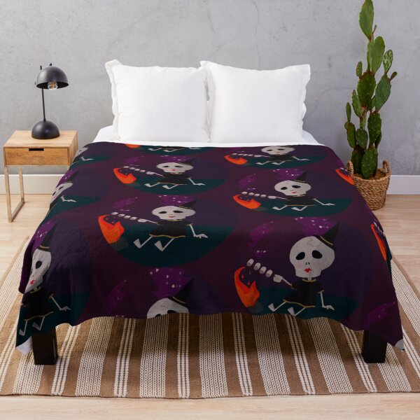 Item preview, Cute spooky Skeleton as a witch next to campfire designed and sold by BlodigVarg.