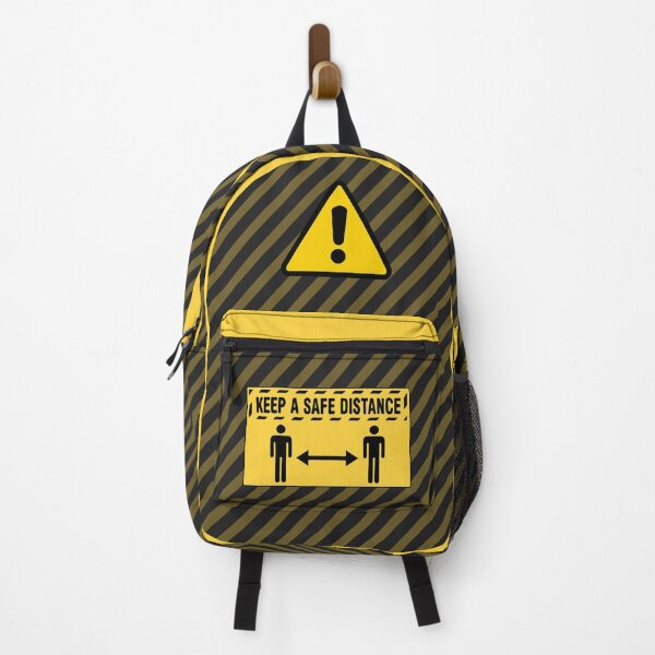 Item preview, Attention Keep a Safe Distance Yellow Angled Stripes on Black designed and sold by ProjecTees.