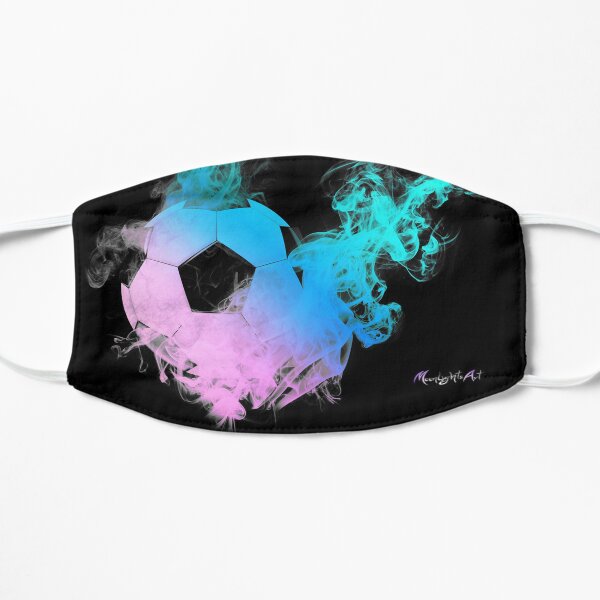 Soccer ball with colorful flames Flat Mask