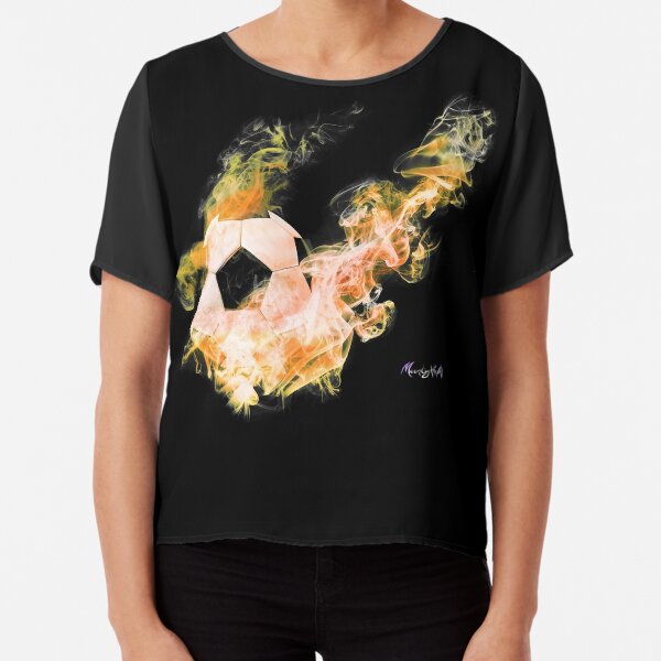 Fussball in Flammen Chiffon Top