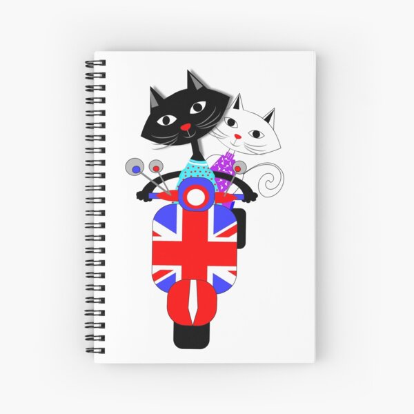 Vista previa del artículo con la obra «British Union Jack Retro Scooter y lindos gatos», diseñado y vendido por Artification.