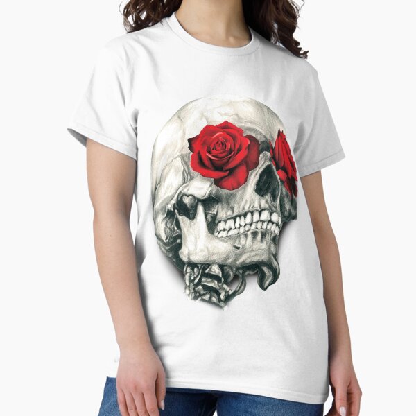 Vista previa del artículo con la obra «Cráneo con ojos de rosa», diseñado y vendido por Jessica Bone.