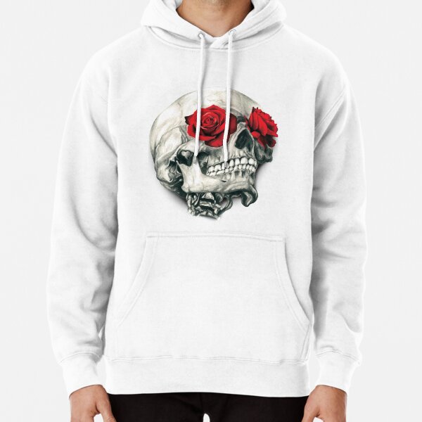 Rose Eye Skull Pullover Hoodie