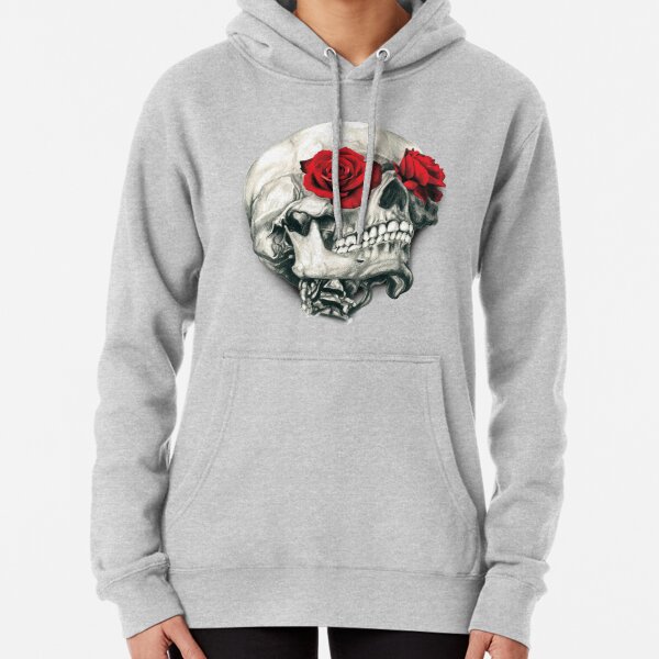 Rose Eye Skull Pullover Hoodie