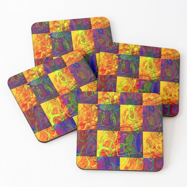 Item preview, Psychedelic Rainbow Paint Swirls Checkerboard Pattern designed and sold by Mary Riley.