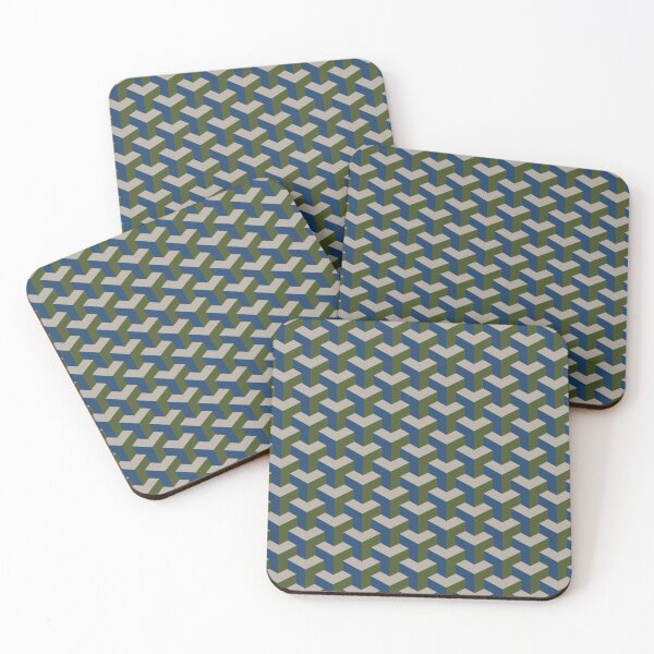Item preview, Geometric Interwoven Cube - Blue, Green and Grey designed and sold by JPuckett-Design.