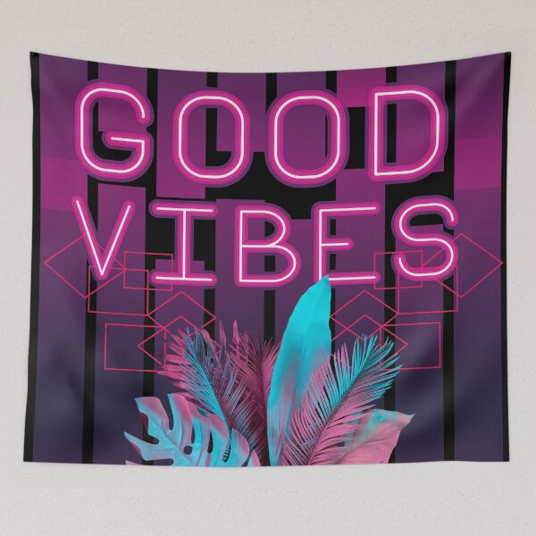 Item preview, Tropical Summer Neon Good Vibes Aesthetic with Monsteras Palm and Banana Leaves designed and sold by Aishwarya  Singh.