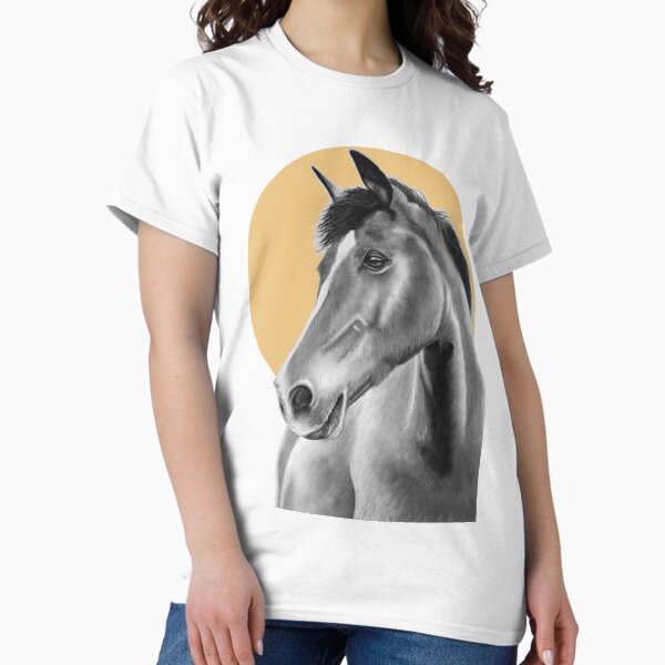 Aperçu de l'œuvre Cheval bai aux pastels noir et blanc créée et vendue par Pitema.
