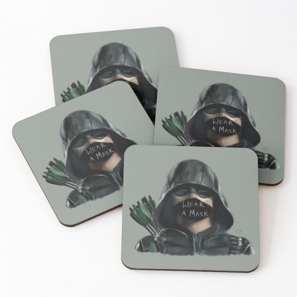 Item preview, WEAR A MASK. Green Arrow fan art designed and sold by han8pym.