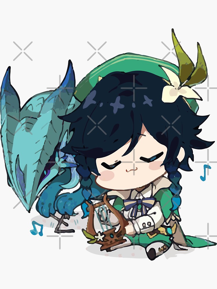 Genshin Impact - Chibi Venti Playing Music for Dvalin (Stormterror) by Krimsy