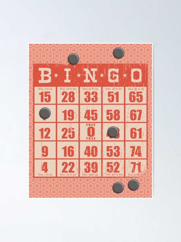 Hipster Kitsch Vintage Bingo Card Game Card Poster By Bigmranch Redbubble