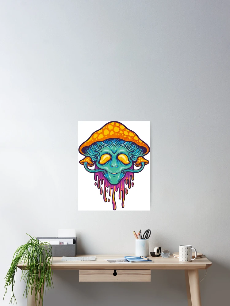 Thumbnail 2 of 3, Poster, Alien Mushroom Sticker designed and sold by PatternSquare.