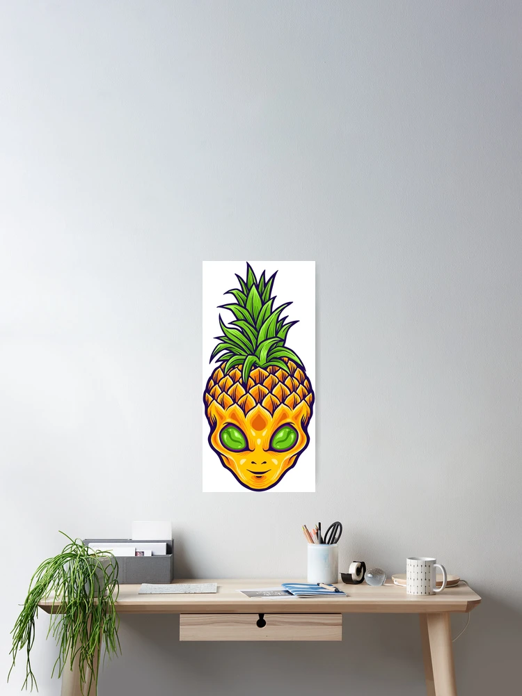 Thumbnail 2 of 3, Poster, Alien Pineapple Sticker designed and sold by PatternSquare.