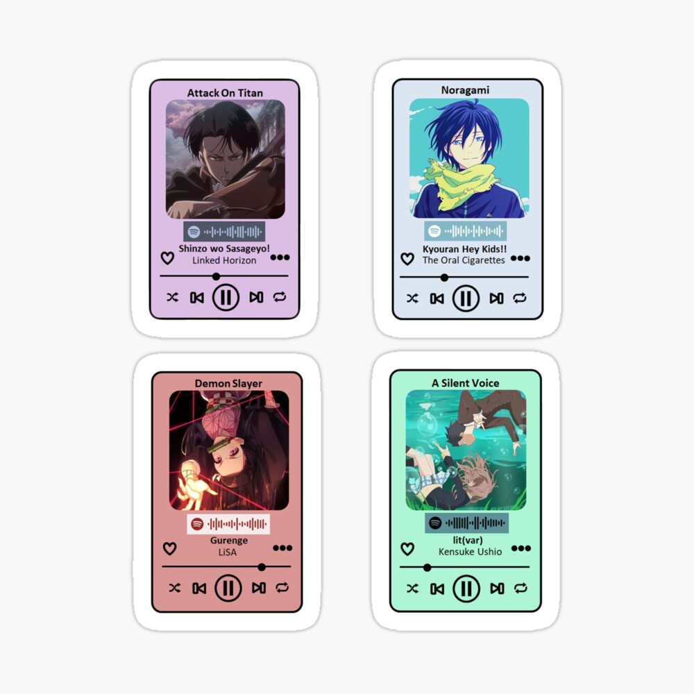 spotify anime songs sticker pack photographic print for sale by animeultima redbubble