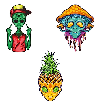 Artwork thumbnail, Alien Sticker Set by PatternSquare
