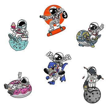 Artwork thumbnail, Astronaut Sticker Set by PatternSquare