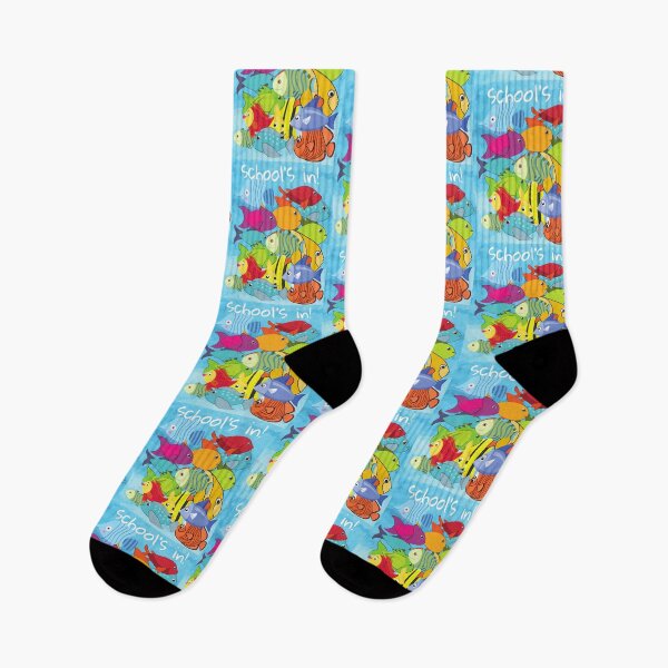 Item preview, School's in! (Brightly coloured school of fish - illustration) designed and sold by JellyBeenzz.