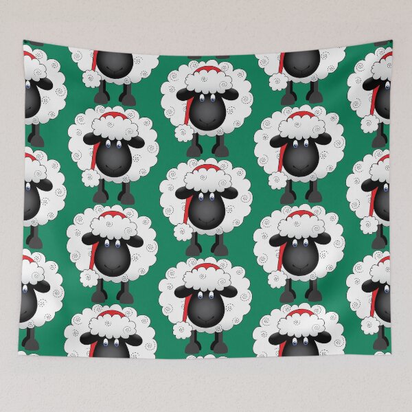 Item preview, Festive Christmas Shelby Sheep Green Background designed and sold by Running-Duck.